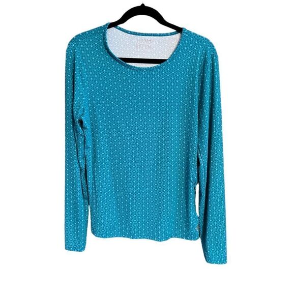 Hang Ten Tops - Ladies size large Hang Ten Long Sleeve Sun Protection Tee/Rash Guard, Teal Blue